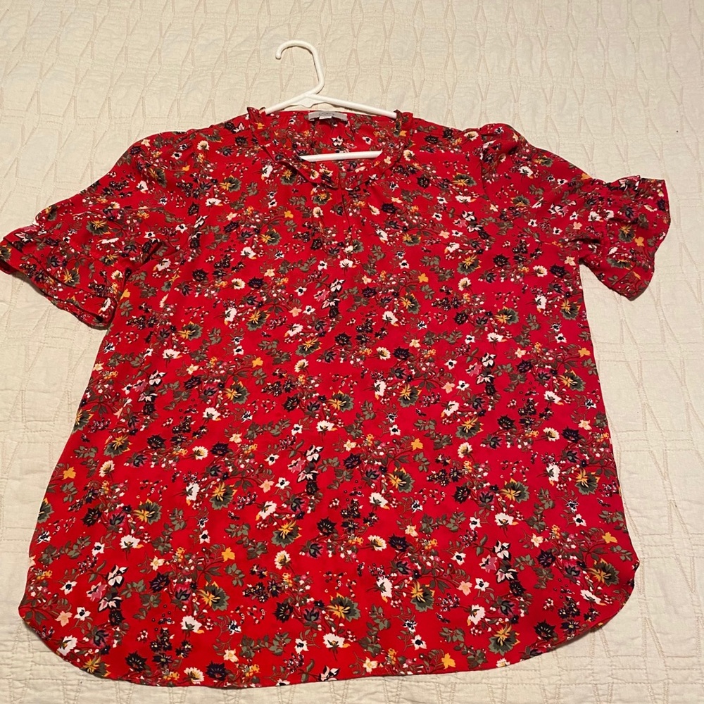 Loft outlet floral puff-sleeve top